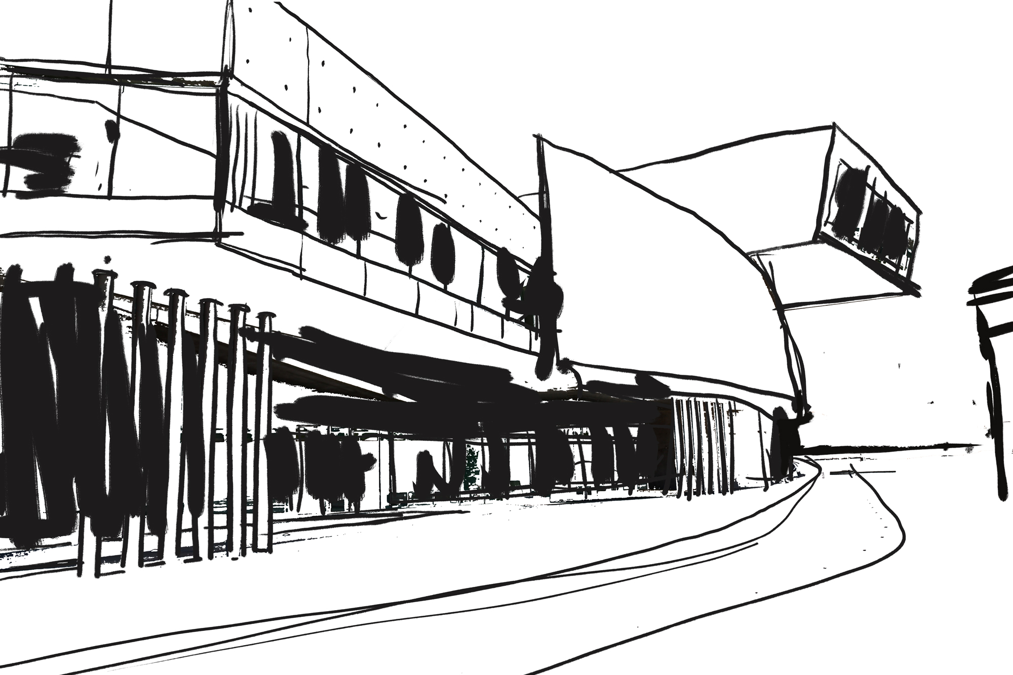 Some drawings of the MAXXI museum in Rome