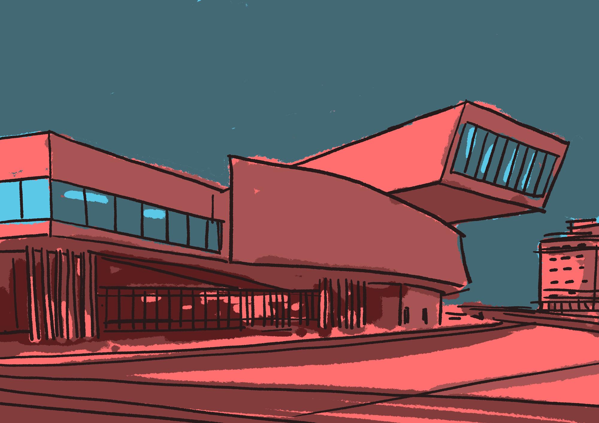 Some drawings of the MAXXI museum in Rome